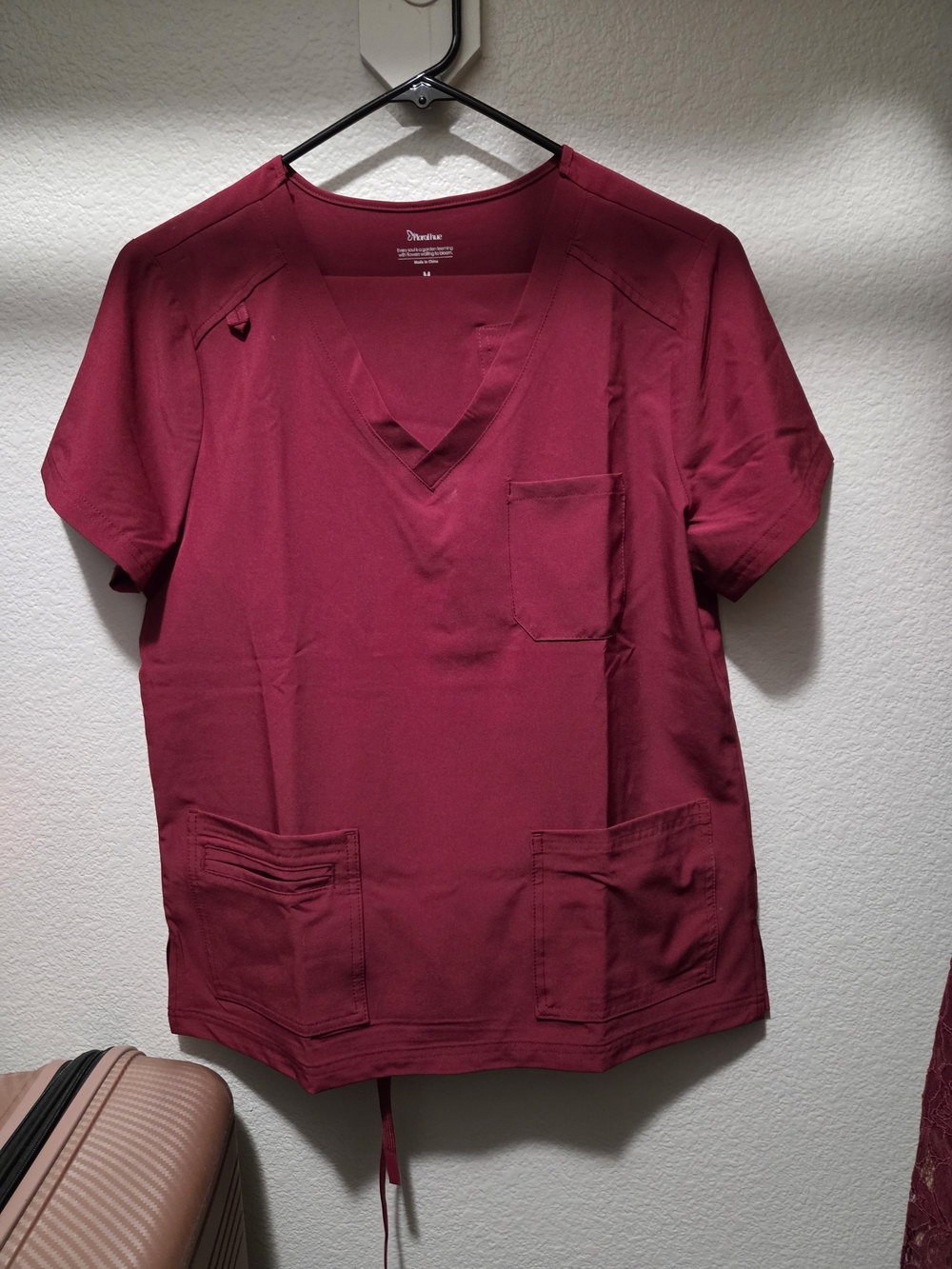 Women's V-Neck Scrub Top & Pants in Burgundy